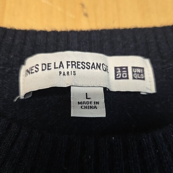 Ines De La Fressange Uniqlo 100% Cashmere Sweater Women Size Large Navy Blue - Picture 8 of 10